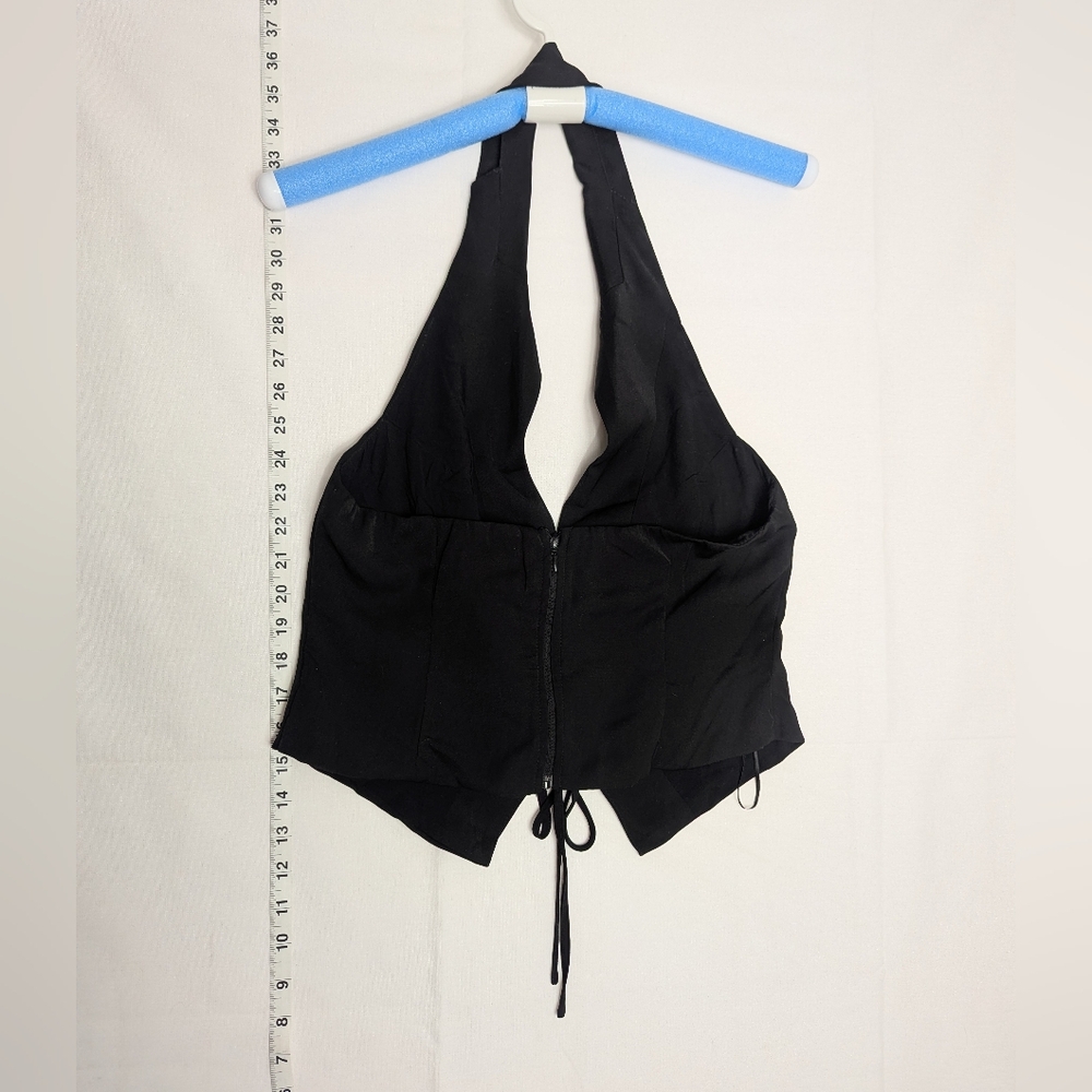 Superdown London Black Ruched Front Halter Tank Top Medium Whimsigoth - Picture 8 of 8